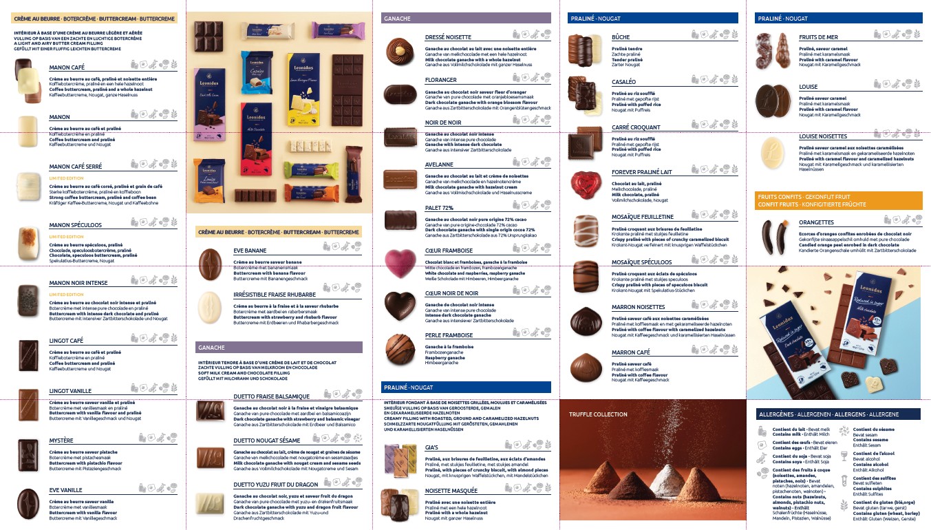 Leonidas bonbons leaflet